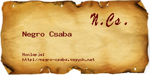 Negro Csaba névjegykártya